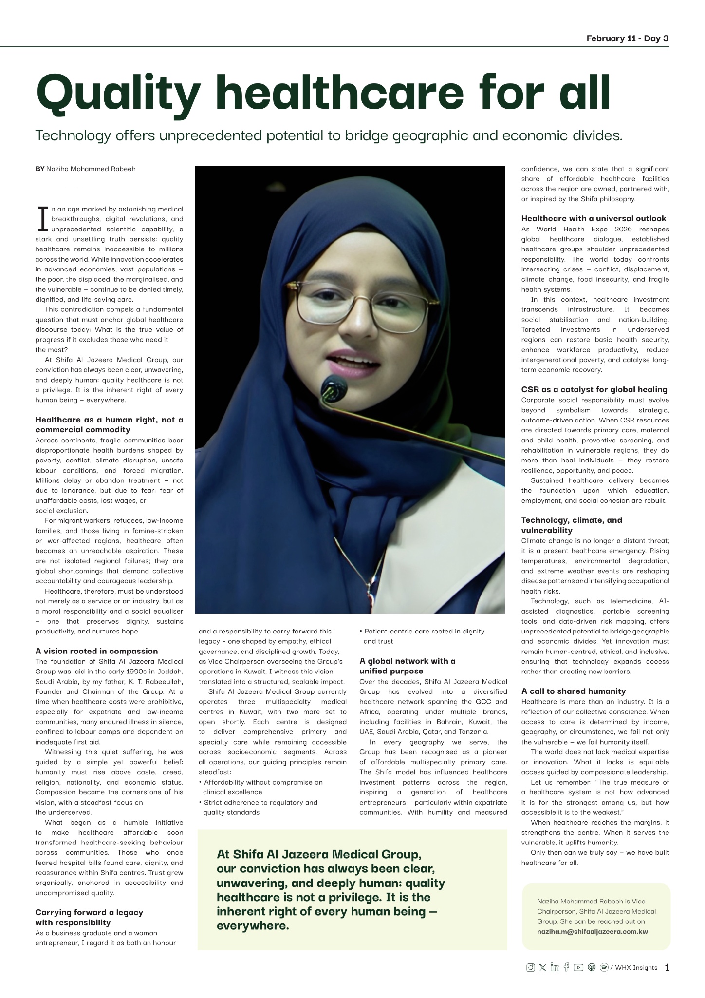 Quality healthcare for all – Article